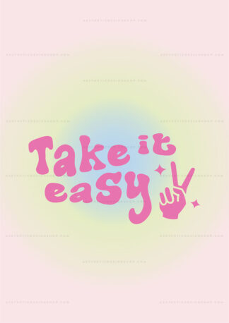 "Take it Easy" Danish pastel aesthetic image for wall collage and creative projects