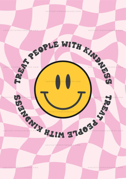 "Treat people with kindness" Danish pastel aesthetic image for wall collage and creative projects