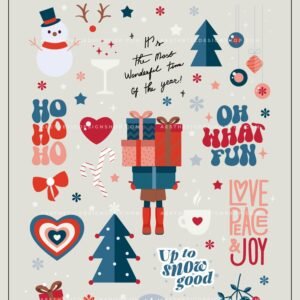 blue and red Christmas aesthetic PNG Sticker set blue and red Christmas aesthetic PNG Sticker set