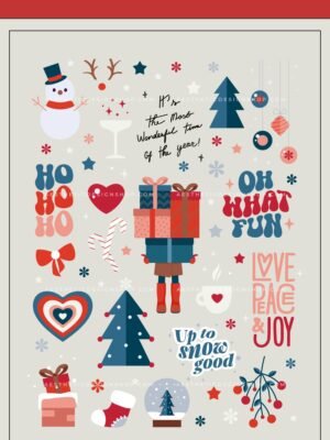 blue and red Christmas aesthetic PNG Sticker set blue and red Christmas aesthetic PNG Sticker set