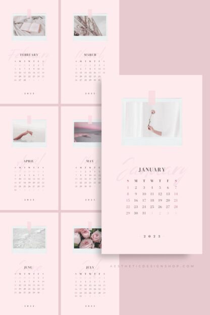 Pale pink 2023 calendar Canva templates