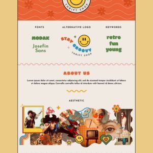 Groovy Aesthetic editable brand board - Includes logo, color palette, aesthetic, fonts & more Groovy Aesthetic editable brand board - Includes logo, color palette, aesthetic, fonts & more
