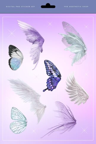 Angel & fairy wing aesthetic PNG Sticker set