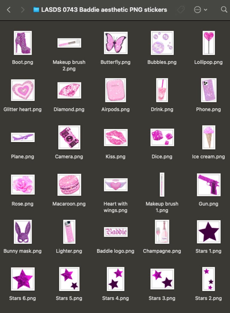 Baddie aesthetic transparent PNG sticker set