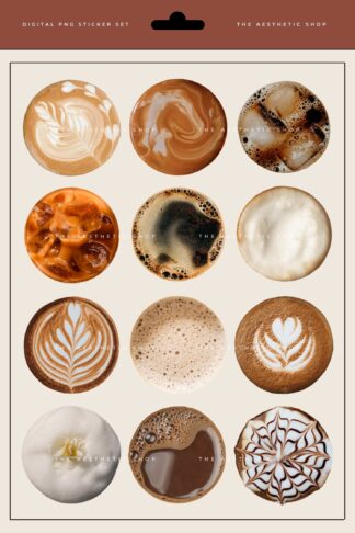 Coffee aesthetic PNG Sticker set