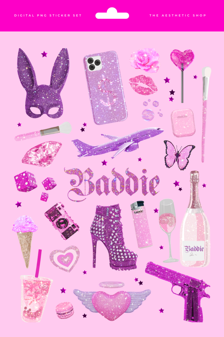 baddie aesthetic png sticker set
