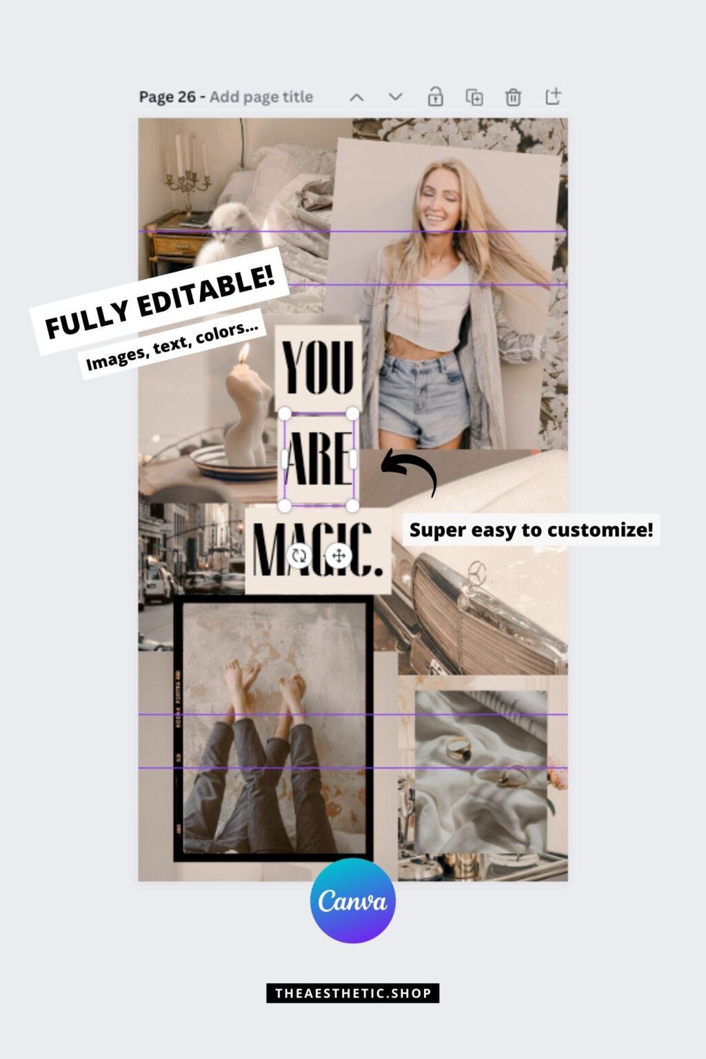30 Easy-to-Edit Vanilla Girl Aesthetic Social Media Canva Templates - to use on Stories, Reels or feed