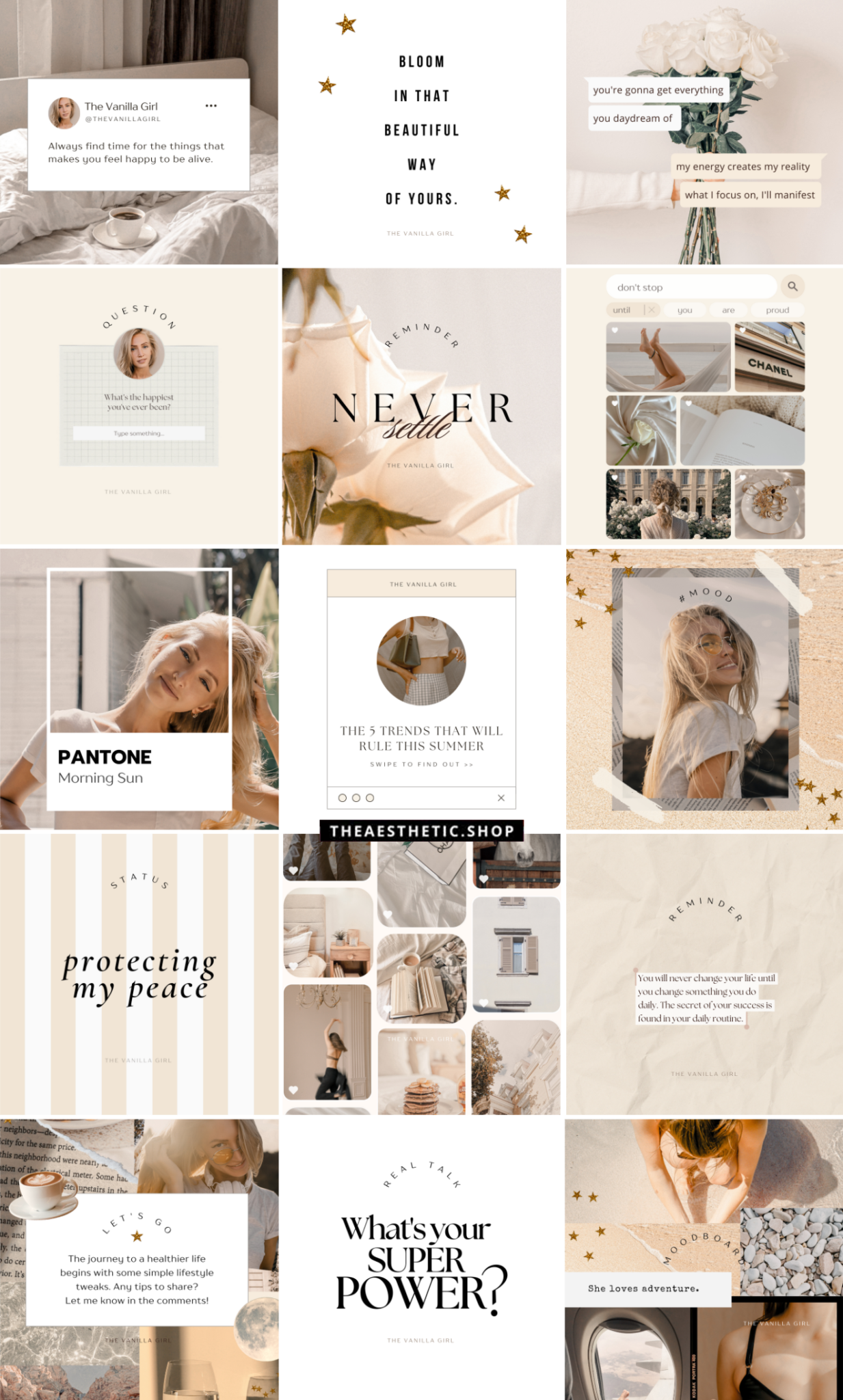 vanilla girl aesthetic instagram grid