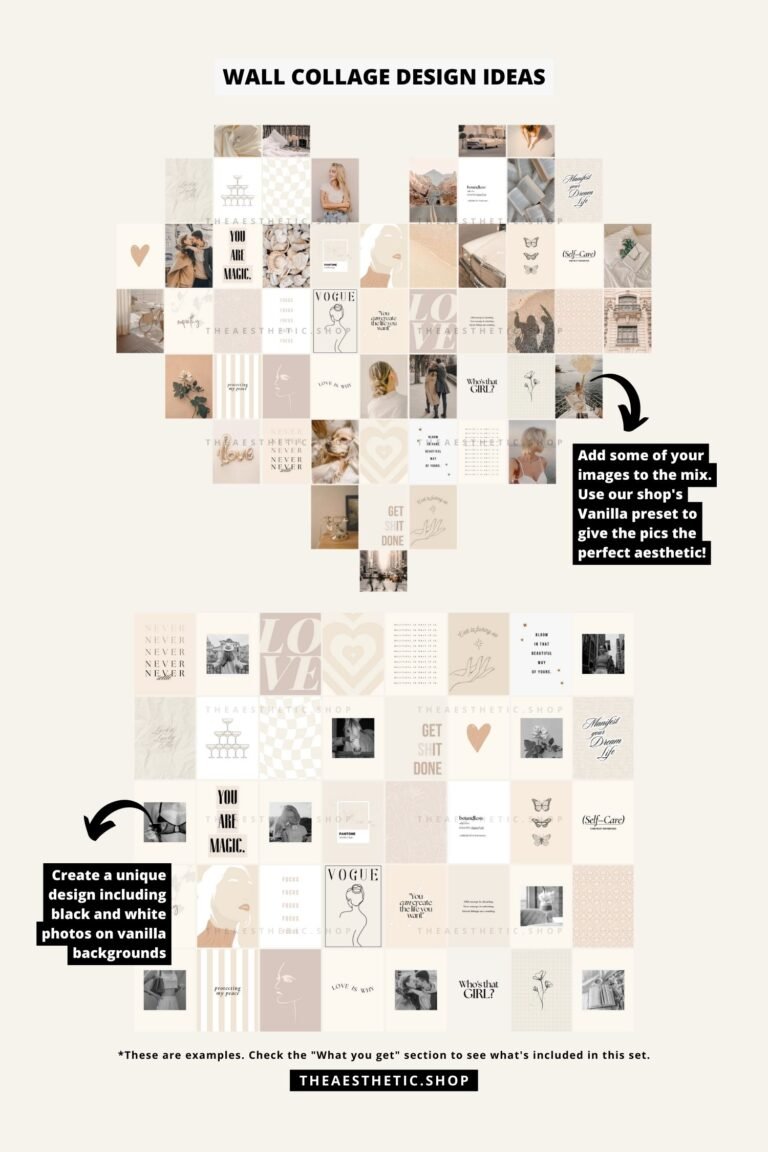 30 Vanilla Girl aesthetic high-resolution DIGITAL images (with their editable Canva template) 7 Vanilla Girl Aesthetic Wall Collage Digital Images + Editable Canva Templates