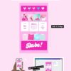 Barbiecore Aesthetic Canva editable brand board - Includes logo, color palette, aesthetic, fonts & more