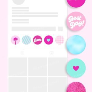 Barbiecore aesthetic Instagram highlight covers ready to use - includes editable Canva templates