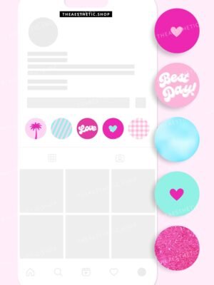Barbiecore aesthetic Instagram highlight covers ready to use - includes editable Canva templates
