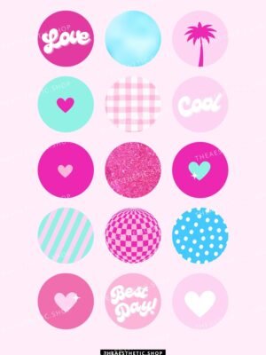 Barbiecore aesthetic Instagram highlight covers ready to use - includes editable Canva templates
