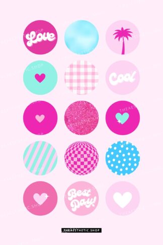 Barbiecore aesthetic Instagram highlight covers ready to use - includes editable Canva templates