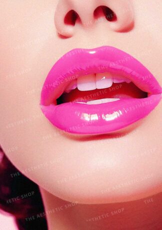 High resolution pink lips barbiecore aesthetic image
