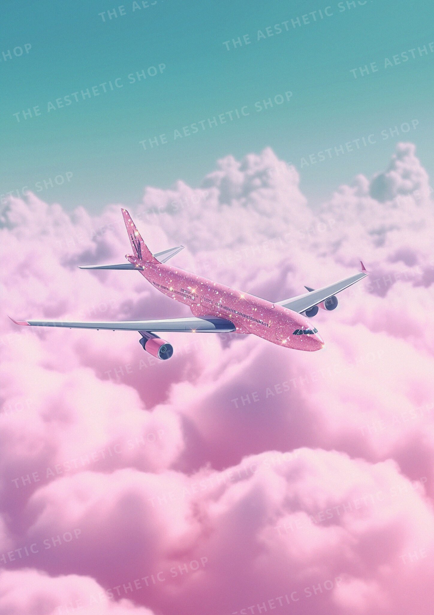 High Resolution AI Generated Aesthetic Image Of A Sparkly Pink Airplane High Resolution AI Generated Aesthetic Image Of A Sparkly Pink Airplane