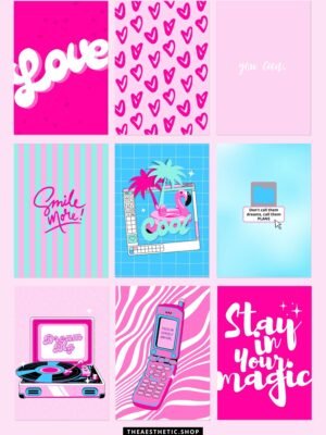 Barbiecore aesthetic high-resolution DIGITAL images (with their editable Canva template)