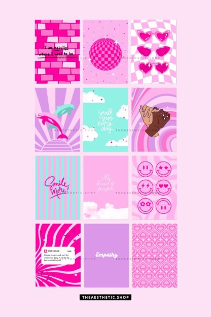 30 Barbiecore aesthetic high-resolution DIGITAL images (with their editable Canva template)