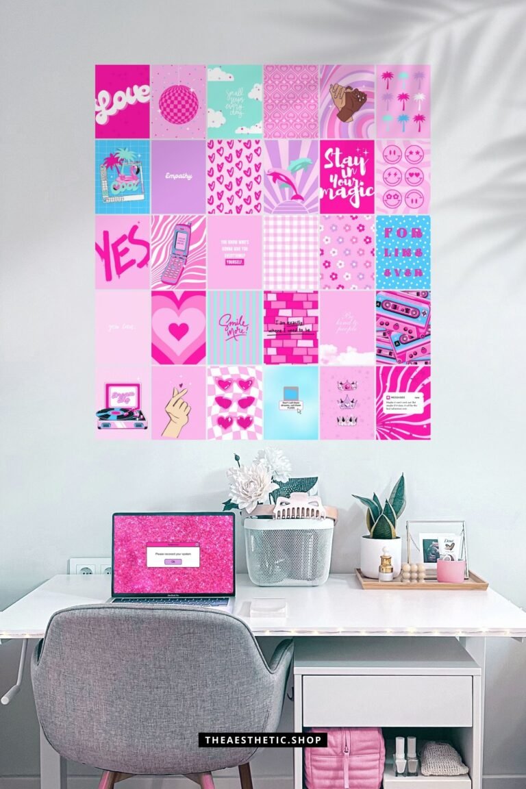 Barbiecore aesthetic high-resolution DIGITAL images (with their editable Canva template)