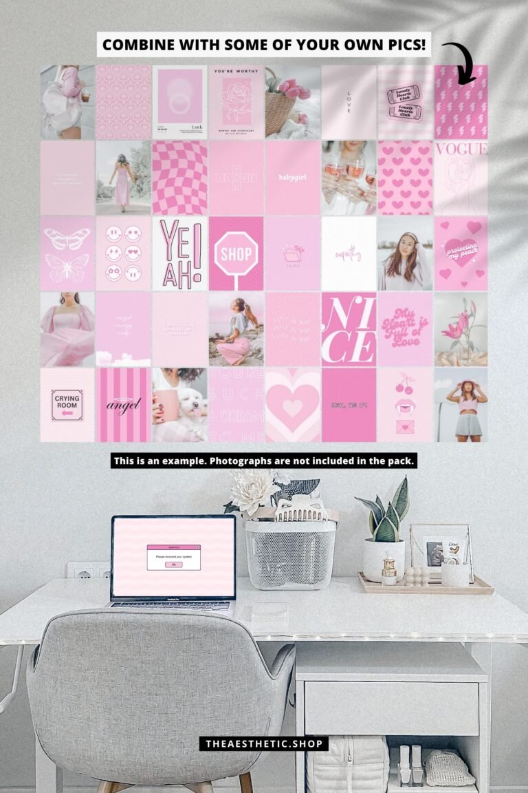 30 Perfect Pink aesthetic high-resolution DIGITAL images (with editable Canva template)