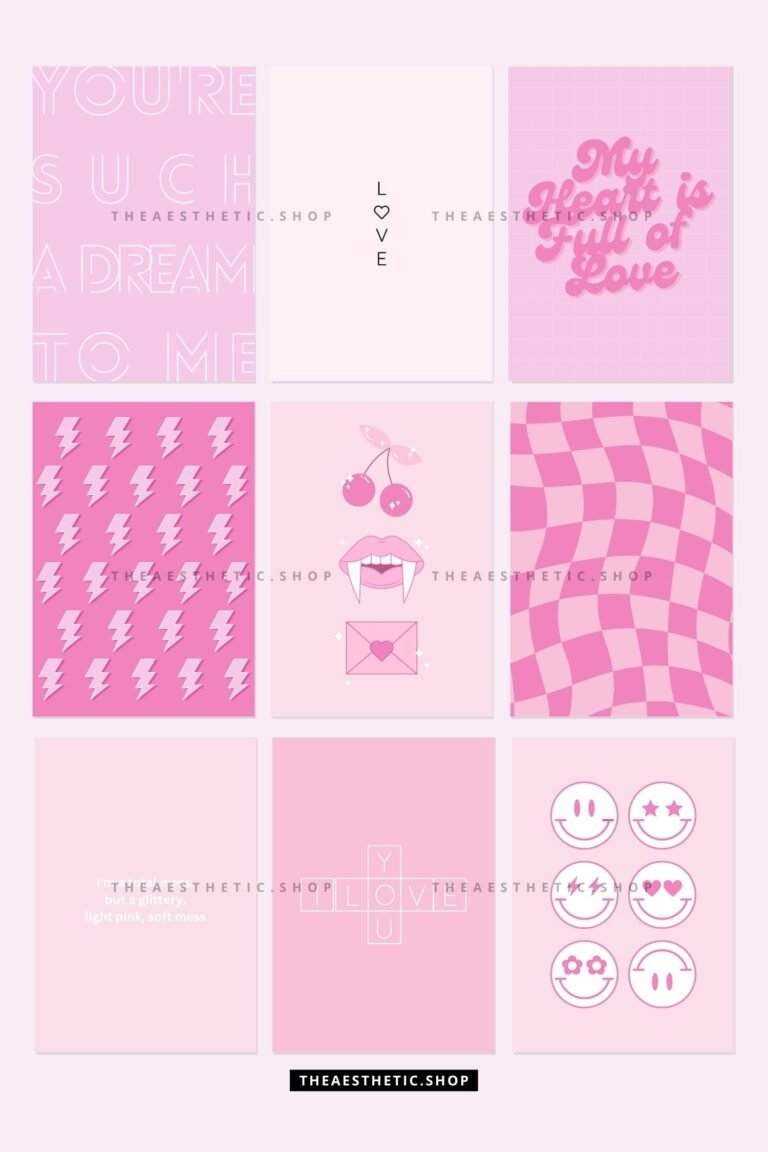 30 Perfect Pink aesthetic high-resolution DIGITAL images (with editable Canva template)