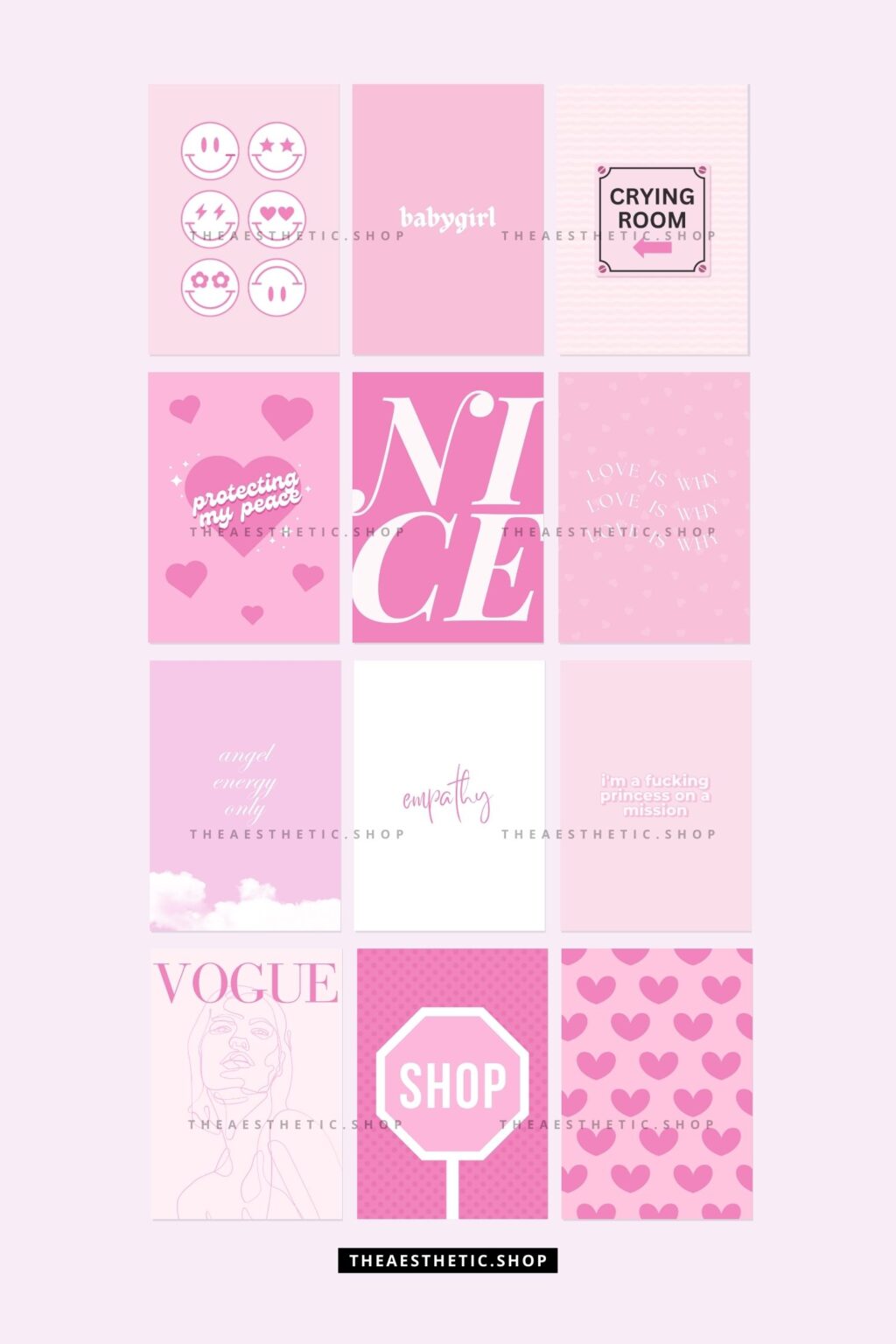 30 Perfect Pink aesthetic high-resolution DIGITAL images (with editable Canva template)