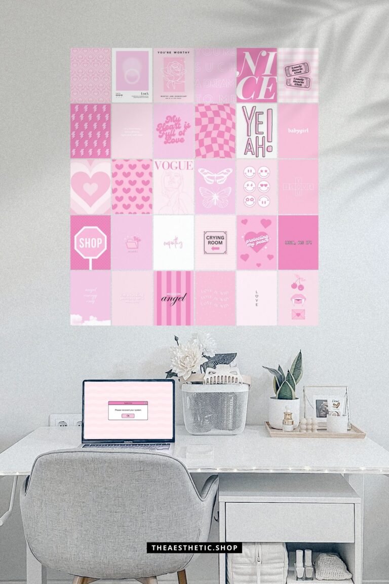 30 Perfect Pink aesthetic high-resolution DIGITAL images (with editable Canva template)
