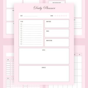 Perfect Pink Aesthetic Printable Planner (Daily, Weekly, Monthly, Reflections, habit tracker) PDF + Canva editable templates 1 Perfect Pink Aesthetic Printable Planner (Daily, Weekly, Monthly, Reflections, habit tracker) PDF + Canva editable templates 1