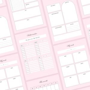 Perfect Pink Aesthetic Printable Planner (Daily, Weekly, Monthly, Reflections, habit tracker) PDF + Canva editable templates
