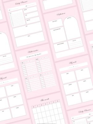 Perfect Pink Aesthetic Printable Planner (Daily, Weekly, Monthly, Reflections, habit tracker) PDF + Canva editable templates