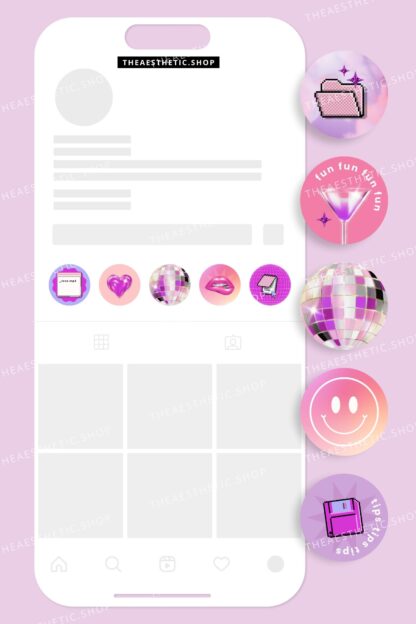 Y2K aesthetic Instagram highlight covers ready to use - includes editable Canva templates
