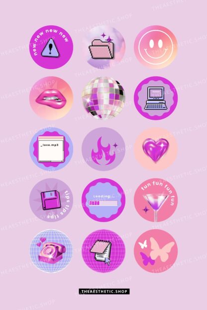Y2K aesthetic Instagram highlight covers ready to use - includes editable Canva templates
