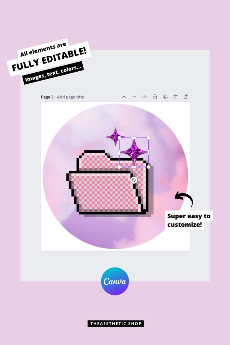 Y2K aesthetic Instagram highlight covers ready to use - includes editable Canva templates