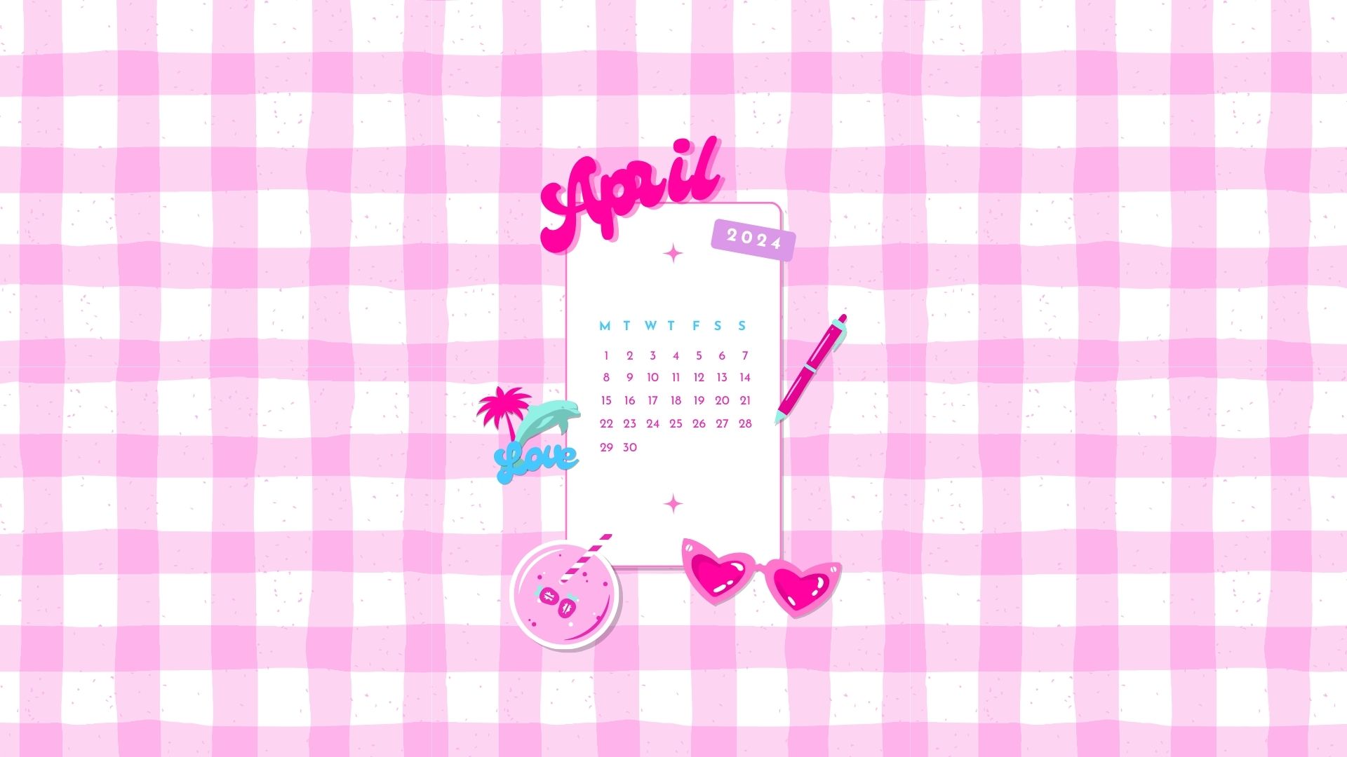 may 2024 barbiecore aesthetic desktop background wallpaper calendar