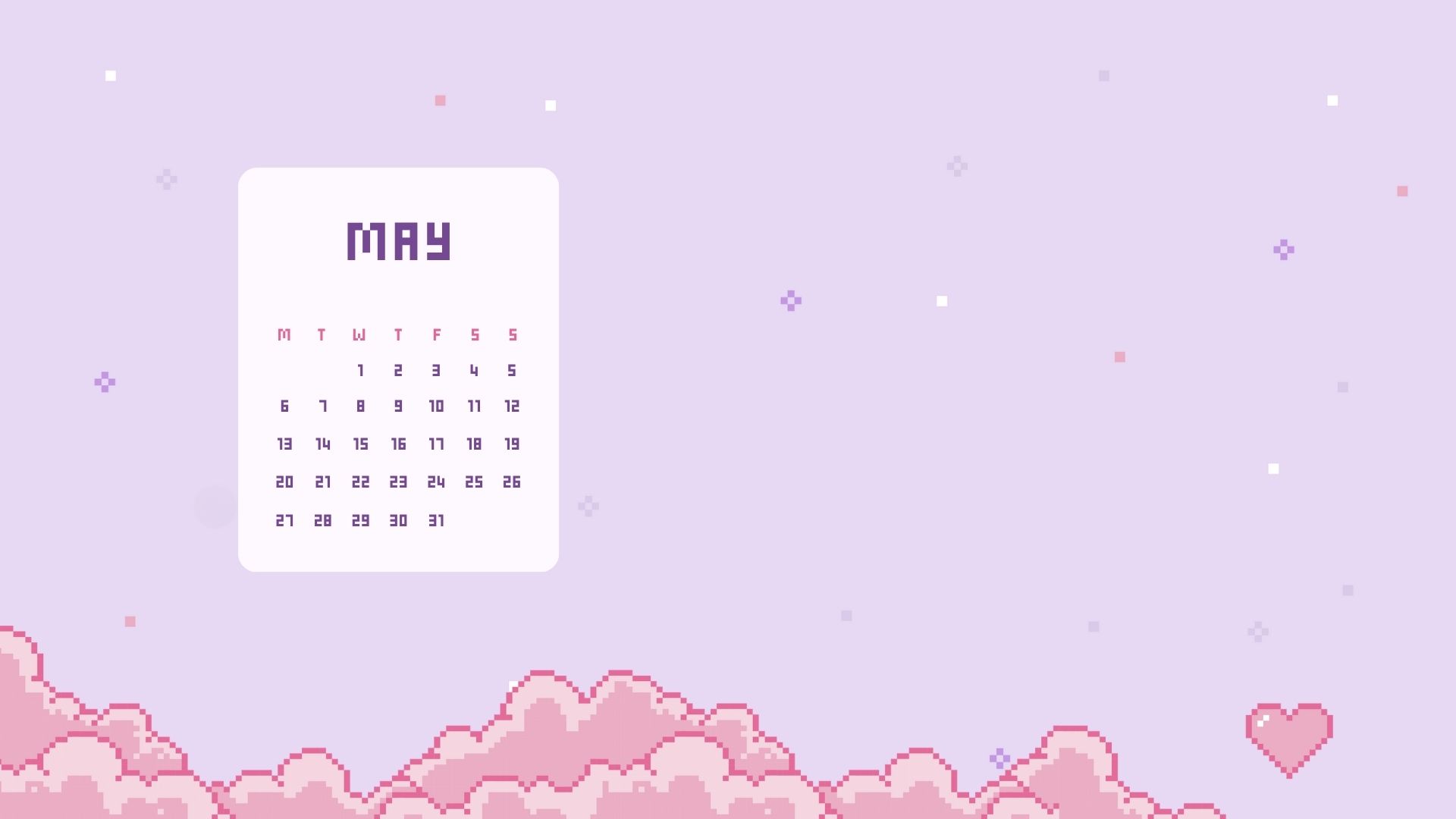 may 2024 kawaii aesthetic desktop background wallpaper calendar