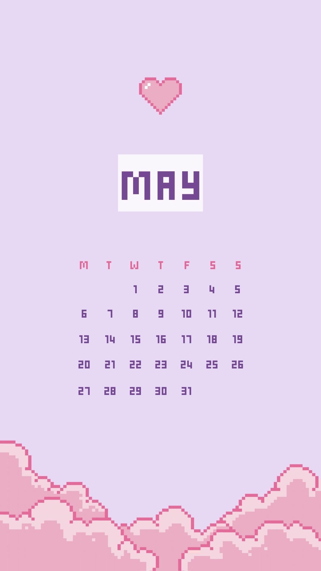 may 2024 kawaii aesthetic phone background wallpaper calendar