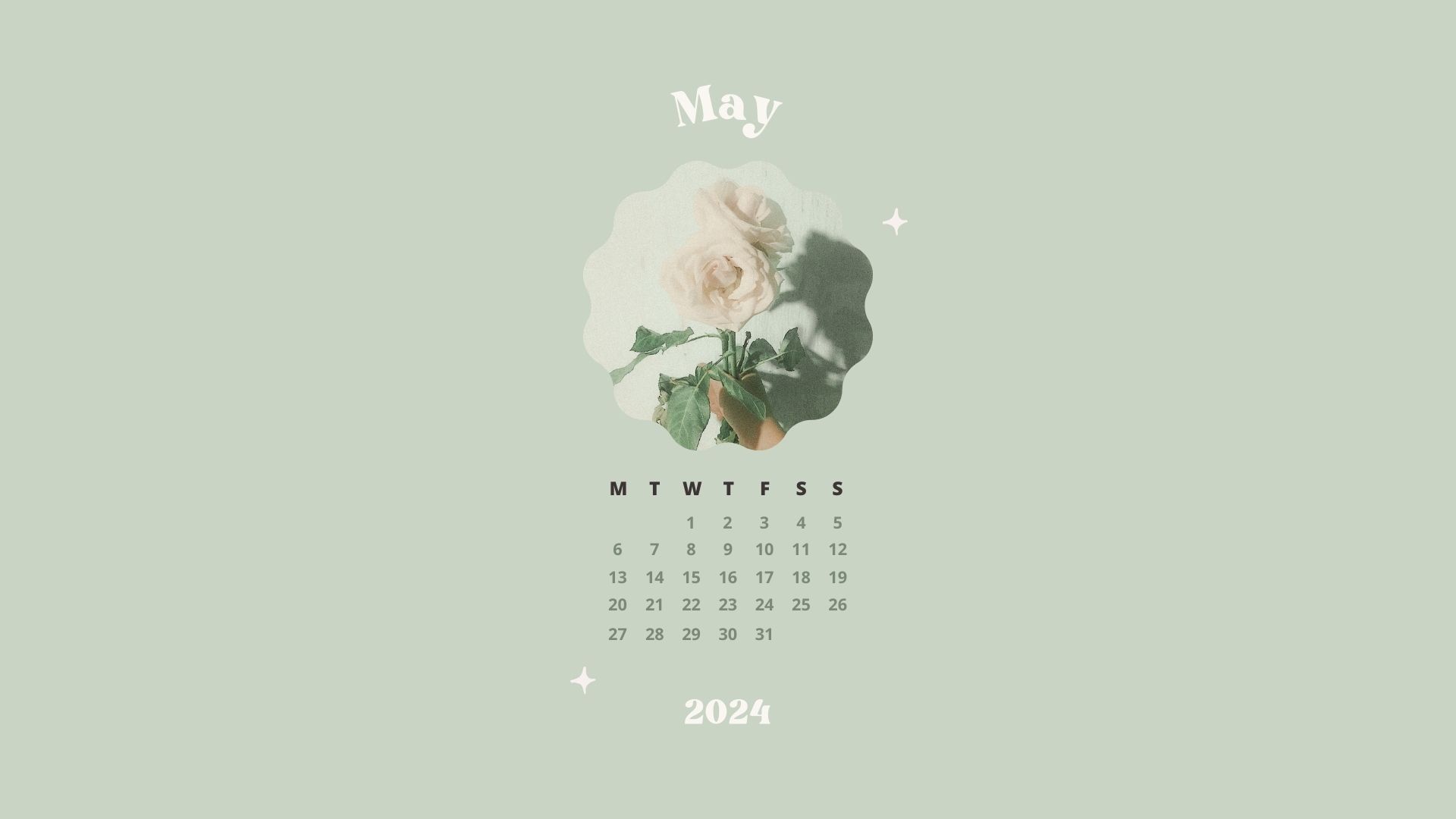 may 2024 sage green aesthetic desktop background wallpaper calendar