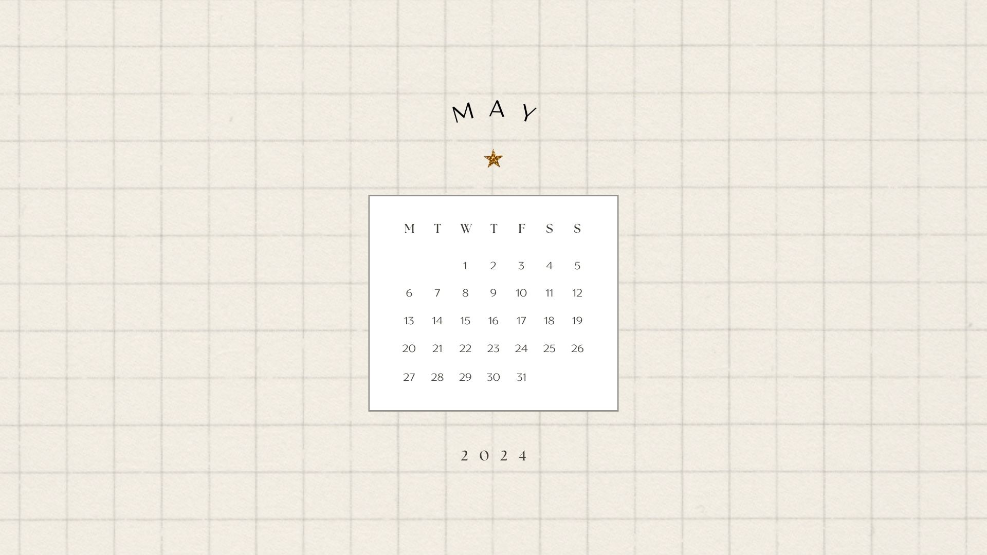may 2024 vanilla girl aesthetic desktop background wallpaper calendar