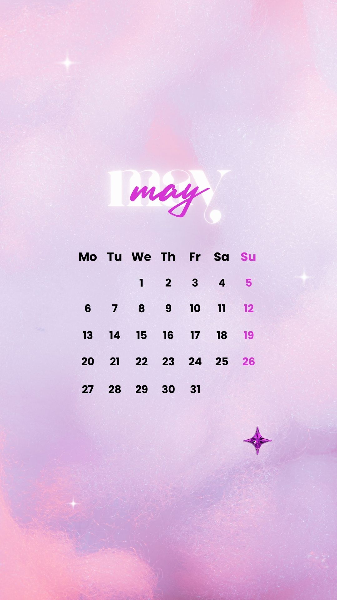 may 2024 y2k aesthetic phone background wallpaper calendar