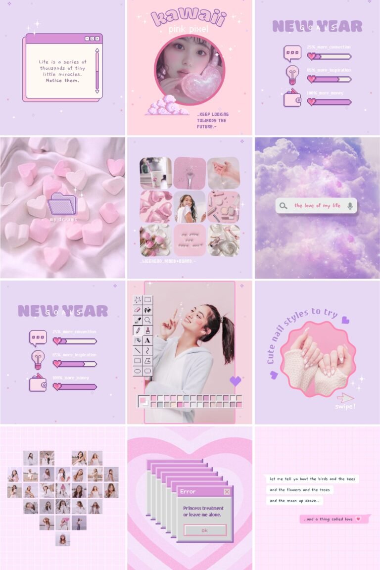 Easy-to-Edit Kawaii Aesthetic Social Media Canva Templates 4 30 Easy-to-Edit Kawaii Aesthetic Social Media Canva Templates - to use on Stories, Reels or feed