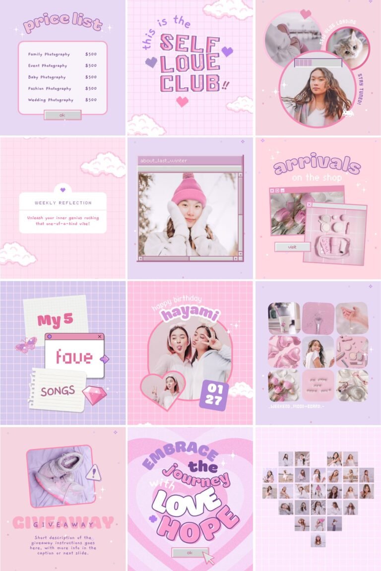 Easy-to-Edit Kawaii Aesthetic Social Media Canva Templates 5 30 Easy-to-Edit Kawaii Aesthetic Social Media Canva Templates - to use on Stories, Reels or feed