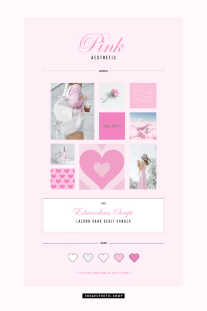 Pink Aesthetic Canva editable brand board - Includes logo, color palette, aesthetic, fonts & more