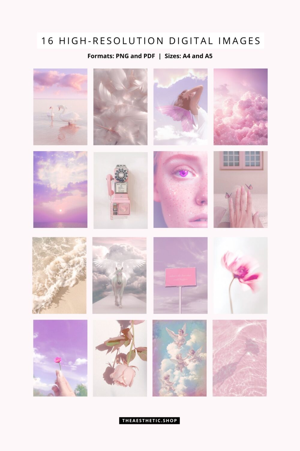 Angel Aura Aesthetic Customization Kit - App icons, wallpapers, Canva templates, aesthetic images, streaming pack and more