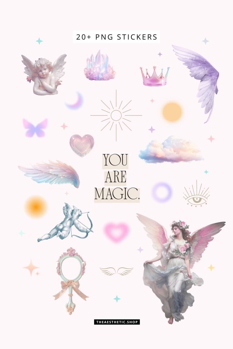 Angel Aura Aesthetic Customization Kit 5 Angel Aura Aesthetic Customization Kit - App icons, wallpapers, Canva templates, aesthetic images, streaming pack and more