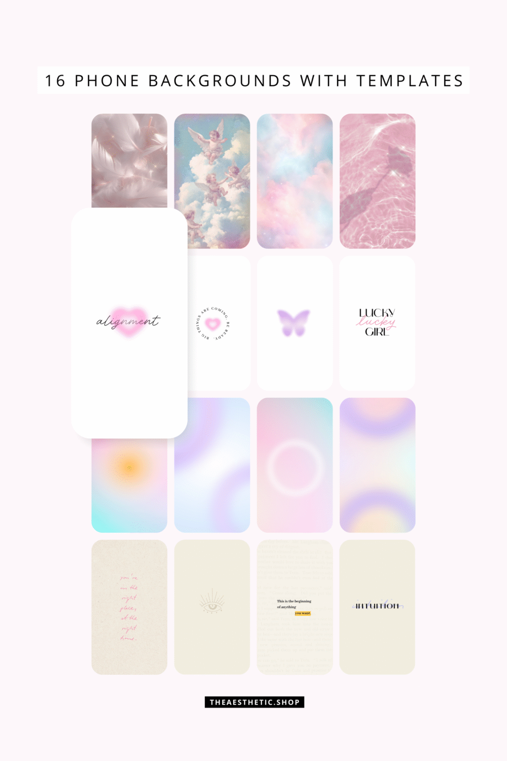 Angel Aura Aesthetic Customization Kit - App icons, wallpapers, Canva templates, aesthetic images, streaming pack and more