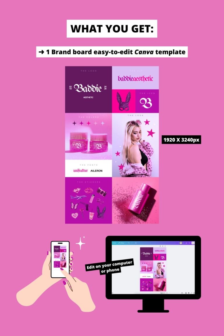 Baddie Aesthetic Canva Editable Brand Board 1 Baddie Aesthetic Canva Editable Brand Board