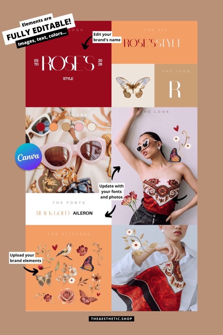 Baddie Aesthetic Canva Editable Brand Board 2 Baddie Aesthetic Canva Editable Brand Board