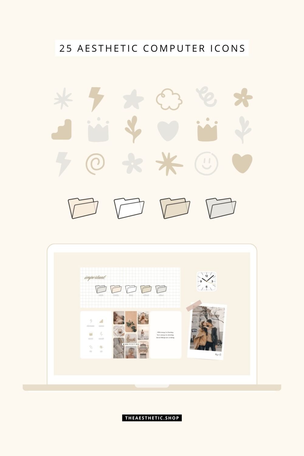 Vanilla Girl Aesthetic Customization Kit: Phone + desktop icons, graphics, images and more