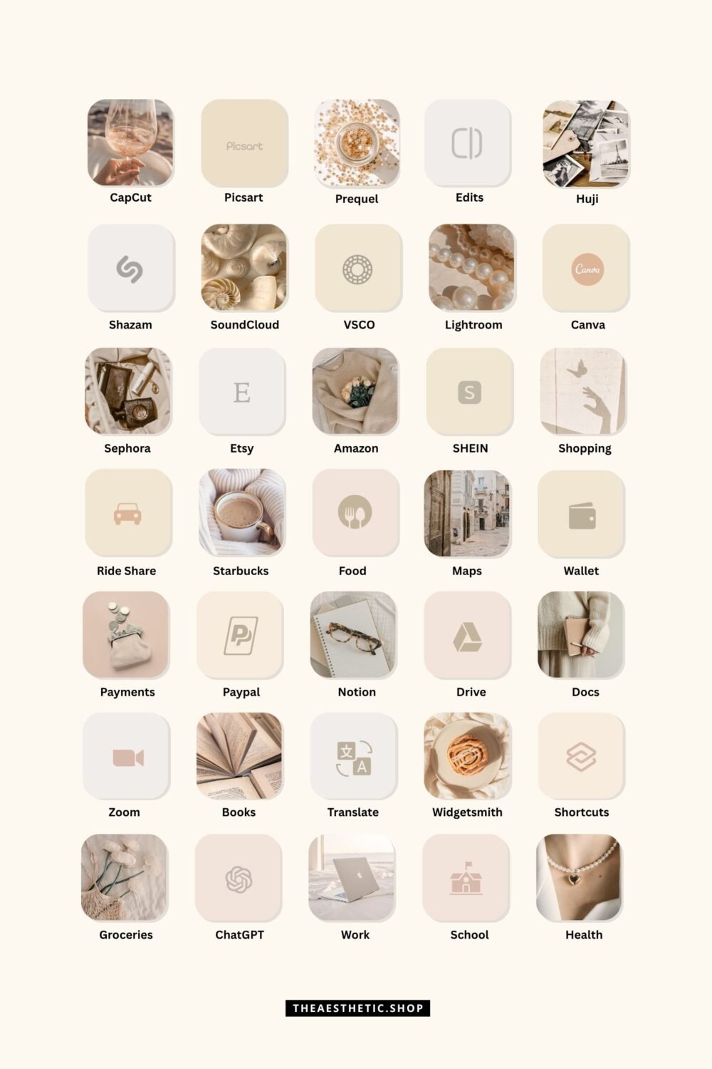 Vanilla Girl Aesthetic Customization Kit: Phone + desktop icons, graphics, images and more