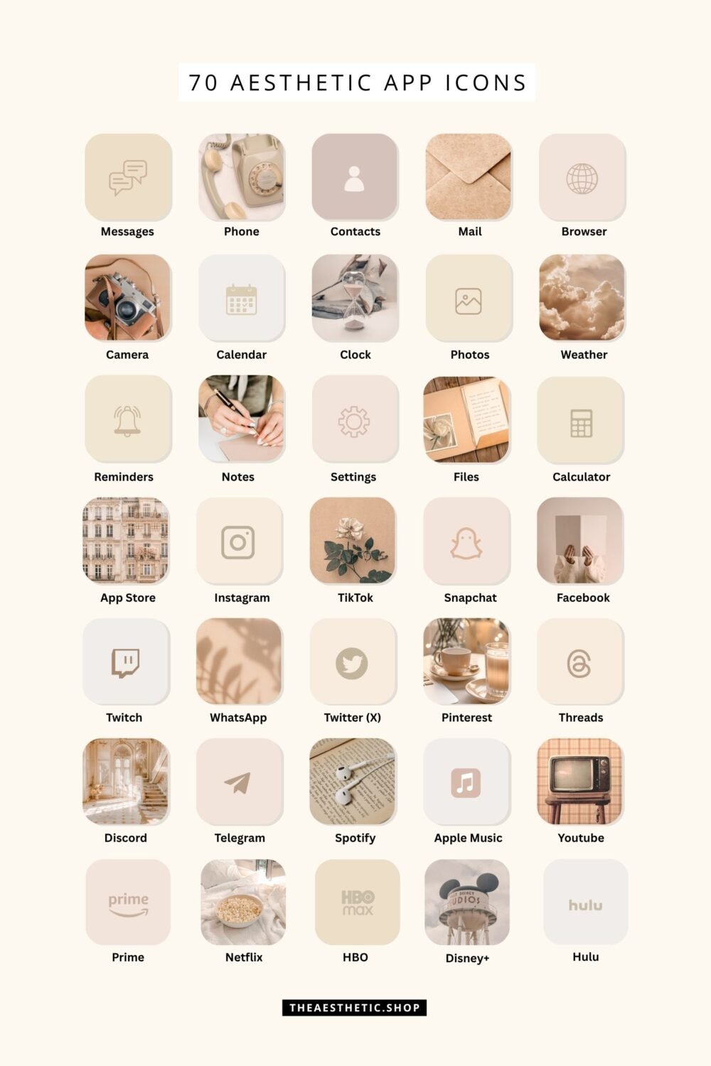 Vanilla Girl Aesthetic Customization Kit: Phone + desktop icons, graphics, images and more